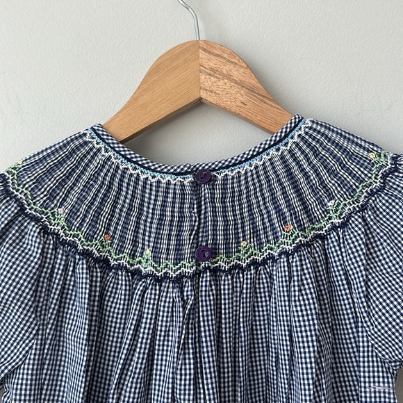 Rosalina Smocked Gingham Embroidered Cow Dress puff sleeve 5 - Picture 6 of 8